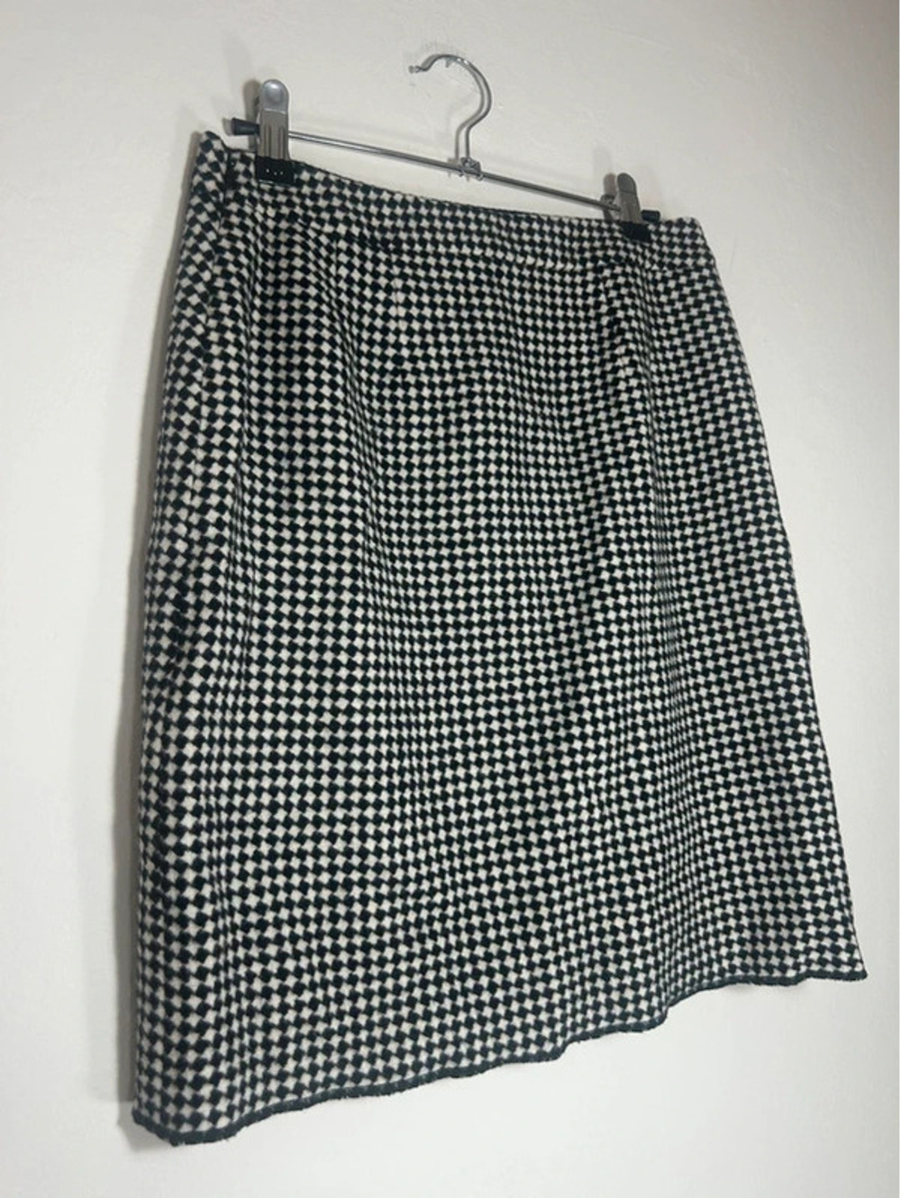 Vintage Black White Checkered Wool Mini Skirt